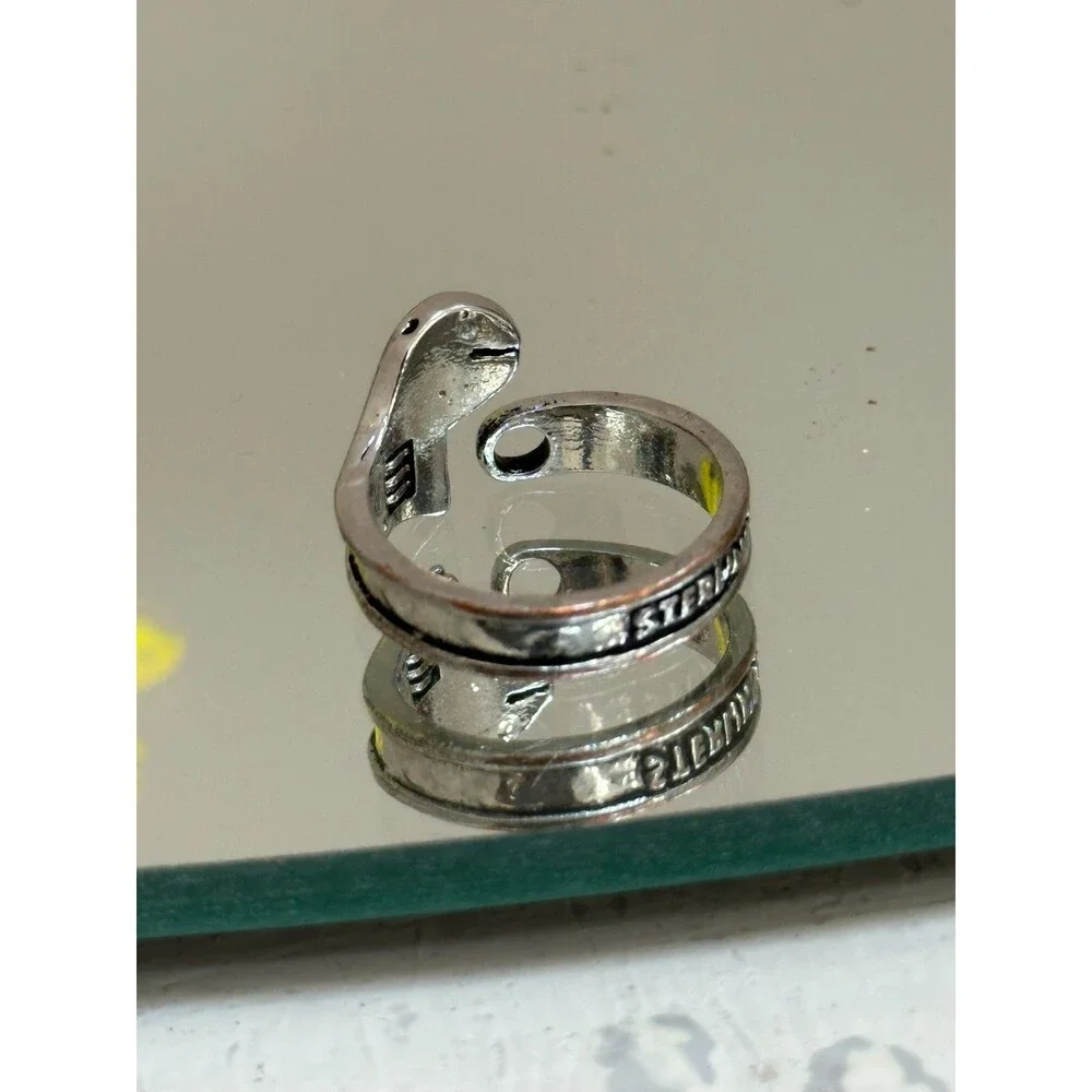 Sterling Silver 925 Wrench Ring Biker Punk Men Women Unique Stamped Band Sz 8